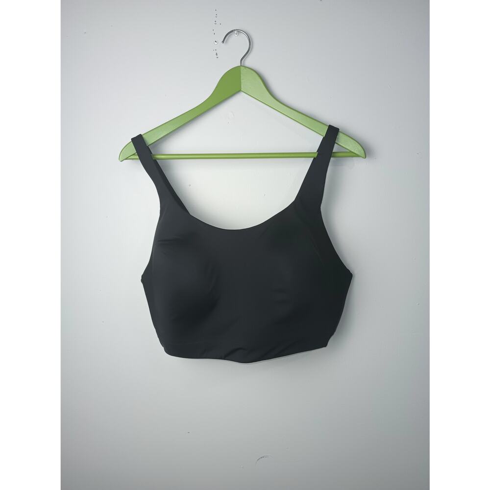 Athleta Transcend Round Neck Crop Sports Bra Women Size 40DD Black Gym Workout